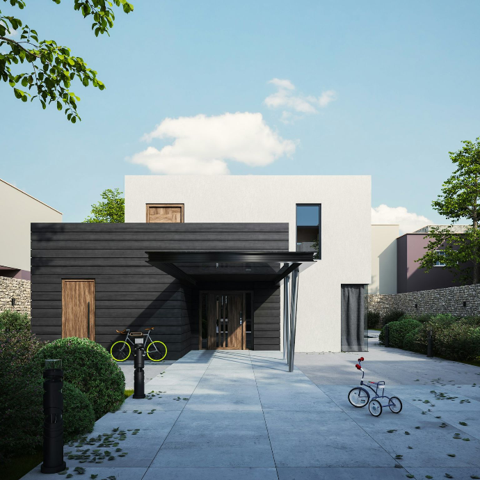 a building with bikes parked outside